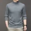 Suéter de Cuello Alto Medio de Color Sólido, Nuevo Estilo Otoño e Invierno 2024, No se Dekolora, Anti-Pilling, Suéter Ajustado para Hombre, Suéter Básico para Hombre