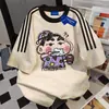 Camiseta Color-Blocking Tendência Nicho com Listras Três Cores Manga Curta Verão 2025 Nova Marca de Moda Estilo Casal Top para o Dia a Dia