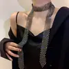 Collar gargantilla de moda europea y americana con múltiples filas de diamantes de imitación, cadena para el cuello con flor de diamante brillante de temperamento, cadena para la clavícula de estilo frío, corbata