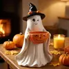 Nova Estátua Fantasma de Resina Transfronteiriça Halloween Fantasma Abóbora Prato de Frutas Ornamento de Resina Fantasma Doce