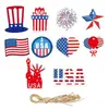 Artesanía de Madera del Día de la Independencia Estadounidense Transfronteriza Colgantes de Estrella Atmósfera de Estrella Azul y Blanca Roja Decoración Pequeños Adornos de Madera
