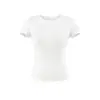 Top de cuello redondo de manga corta estilo americano picante para chica, nuevo modelo de verano, corte ajustado, favorecedor, camiseta versátil tipo yoga skims