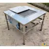 Mesa de Barbacoa Auto-Servicio Sin Humo de Acero Inoxidable 304 Tres Cajas de Carbón Restaurante de Barbacoa Puesto Exterior Carne Asada a la Parrilla de Carbón