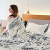 Manta Bolha Estampada Espessa Dupla Face de Flanela Manta para Sofá-Cama de Veludo Coral Manta para Cochilo no Escritório