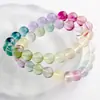 Pulseira de Fluorita Colorida Natural Pulseira Tecida à Mão DIY Acessórios para Joias Pacote de Material Contas Semi-Acabadas