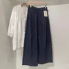 Altamente recomendado! Jeans Confortável Azul Profundo de Algodão-Linho Tencel para Mulheres, Novo Versátil 2026 Calças Largas Estilo Vovó