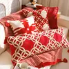Nueva Funda de Cojín Decorativa Estilo Chino Año del Caballo Año Nuevo Rojo Gama Alta para Dormitorio Sofá Ventana Abuhardillada Cojín con Relleno