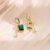 Agulha de prata geometria retro esmeralda gotas de água pérola cadeia oco design brincos moda feminina brincos brincos
