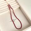 Colar de Pérolas de Vidro Vermelho Ankesela Brincos Femininos Estilo Retrô de Hong Kong Moda de Nicho Conjunto de Joias de Alto Nível