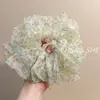 Faixa de Cabeça Floral Pintada a Óleo Edição Limitada de Primavera para Mulheres Estilo Coreano Organza Super Fada Emagrecimento Facial Top de Crânio Alto Pressionador de Cabelo Laço de Cabelo Acessórios de Cabelo