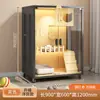 Villa para gatos jaula para gatos, lujosa casa de madera para gatos con puerta de cristal, casa para gatos con arenero integrado, nido para gatos transpirable y ahorrador de espacio