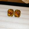 Aretes ovalados irregulares de aguja de plata chapados en oro, aretes elegantes Maillard, aretes retro de moda de alta calidad para mujer