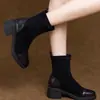 Botas delgadas de cuero mate de moda para mujer, nueva colección otoño/invierno 2026, botines forrados de felpa, cómodas botas estilo Martin de media pantorrilla