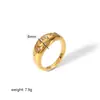 Anillo de Acero de Titanio Estrella Luna Circonita Venta Caliente Transfronteriza Acero Inoxidable Chapado en Oro de 18K Anillo de Sentido Premium Venta al por Mayor