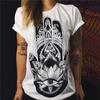 Camiseta holgada de manga corta con estampado de girasoles retro de explosiones de comercio exterior para mujer de moda de verano 1131