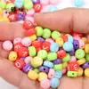 4 6 7 10 mm cuentas sueltas acrílicas cuentas con letras en inglés cuentas planas hechas a mano diy accesorios de joyería con cuentas pulsera