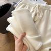 2024 Otoño e Invierno Nuevo Elegante Pantalón de Pierna Ancha de Cintura Alta para Mujer Nubes Casual Suave Ceroso Recto