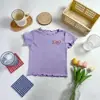 Top de Verano para Niñas Lindo con Lazo, Nueva Camisa Casual de Manga Corta con Volantes Estilo Coreano, Color Dopamina para Niños