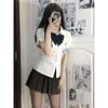 Camisa Blanca Auténtica de Uniforme JK con Cintura Ajustada y Mangas Abullonadas Verano 2024 Estilo Preppy Camisa de Cintura Ajustada Manga Corta