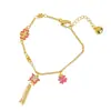 Nuevo Estilo Chino Pulsera de Arena Dorada Vietnamita Estilo Pastoral Rosa Goteo de Aceite Mariposa Borla Flor Pulsera Joyería Versátil Retro