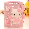 Hola kt soporte para bolígrafos de gato lindos adornos metálicos de gatito escritorio kiti gato almacenamiento de artículos varios cubo de bolígrafos hello kitty
