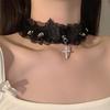 Colar de Camélia Negra Feminino Lolita Gola Choker Escura Corrente da Clavícula Abstinência Serva Correia de Pescoço Picante Coleira