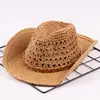 Chapéu de palha infantil feito à mão chapéu de cavaleiro verão chapéu de palha jeans ocidental chapéu de palha para bebê chapéu de praia chapéu de sol para pais e filhos
