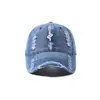Boné de Baseball de Sarja Rasgado com Top Macio Bordado para Homens, Chapéu de Moda de Rua para Primavera e Verão, Boné de Baseball Versátil Estilo Coreano para Mulheres