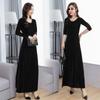 Transfronterizo Primavera Otoño Invierno Nueva Llegada Vestido de Terciopelo Dorado Elegante Largo Cuello Redondo Manga Larga Cheongsam talla grande Tendencia de Ropa Interior para Mujer