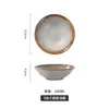 Cuenco de cerámica gruesa cuenco y plato personalizados para el hogar hecho a mano estilo antiguo retro cuenco con forma de sombrero cónico vajilla de gres retro japonés nostálgico creativo
