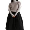 Csm Primavera, Verano y Otoño Nueva Falda A-Line de Largo Medio con Cintura Elástica, Falda de Algodón Negra de Gama Alta Casual y Versátil