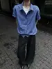 Camisa retro japonesa de xadrez azul com cordão e manga curta para homens, novo estilo de verão, camisa casual versátil de meia manga estilo miu