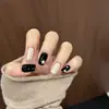 Adesivos de Unha Estilo Coreano Preto e Branco Contrastante Estrela e Bolinhas Versátil Doce-Cool Personalizados Que Realçam a Pele e São Removíveis