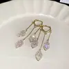Pendientes Geométricos de Plata S925 con Pin de Diamante para Mujer Moda Corea del Sur Pendientes Sencillos de Flor Joyería para Orejas Dulce Versátil de Perla