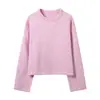 Atacado de Roupas Femininas Transfronteiriças Estilo Europeu e Americano 2025 Outono e Inverno Novidades Coloridas Gola Redonda Slim Fit Versátil Mangas Longas Tops e Malhas
