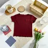Nova camiseta de verão da Amazon para meninas com laço, top casual estiloso com babados para bebês e crianças, de manga curta