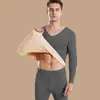 Ropa interior térmica para hombre, traje casual de invierno, superficie AB de terciopelo engrosado, resistente al frío, sin costuras, prenda interior básica simple, camiseta interior