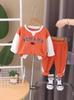 Traje de Primavera y Otoño para Niño 2024 Nuevo Bebé Niños Otoño Estilo Occidental Bebé Primavera y Otoño Waffle Manga Larga Conjunto de Dos Piezas