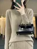 Suéter pullover vermelho gola alta estilo nacional com fecho lateral fenda ampla Casual Lã pura novo malha manga longa