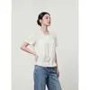 Selección de Verano 2026: Camisa Blanca de Manga Corta, Estilo Casual, Simple, Versátil, Cintura Fruncida para Ceñir, para Transmisión en Vivo y Distribución