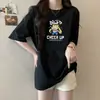 Camiseta Manga Curta Desenho Animado Americano Europeu e Americano Feminina Nova de Verão Solta Camiseta Interna Meia-manga Doce e Picante Pequeno Top