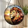 Colgante de Cristal de León Rey Dorado Adorno de Cristal Colgante para el Hogar Decoración de Ventana Atrapasol para el Jardín