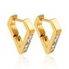 Pendientes franceses de acero inoxidable con circonitas y oro rosa para mujer, estilo frío, exquisitos, de acero inoxidable.