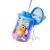 Mini Botella Pistola de Agua de Dibujos Animados de Dinosaurio Llavero Luminoso Creativo Colgante Divertido Presionar Spray de Agua Juguetes para Niños