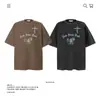 Camiseta de Algodão Puro Pesado 250g com Estampa de Letras Cruzadas Manga Curta Unissex Marca Tendência Modelagem Solta Comércio Exterior Transfronteiriço Venda por Atacado
