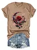 Amazon eBay Estação Independente Moda Casual Temperamento Feminino Rosa Vermelha Borboleta Lua Colorido Algodão Manga Curta Camiseta