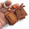 Llavero plegable de libro de sutras Dios de la Riqueza para hombre y mujer, madera de durazno, colgante de llave Dios de la Riqueza, artesanías de lugares escénicos, regalos