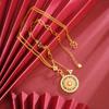 Maré nacional método antigo areia ouro colar esmalte mandala tempo roda clavícula corrente feminino estilo nacional longo não desbota primeira joia