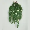 Cesta colgante de pared con rosas artificiales, decoración de enredadera de flores falsas para pared interior de sala de estar, colgante de pared de rosa de esquina de enredadera de plástico colgante