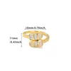 Anillo Geométrico de Lujo con Circonita de Diamante Completo para Mujer, Chapado en Oro de 18K, Diseño Abierto, Moda Apilable, Joyería de Accesorios Personalizada